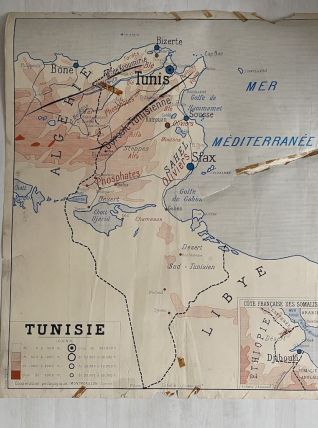 Carte scolaire vintage 1950 recto verso "Tunisie / Algérie"