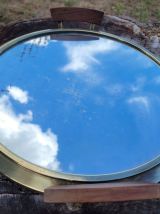 Plateau de service miroir en laiton et palissandre 1920's 
