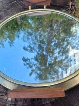Plateau de service miroir en laiton et palissandre 1920's 