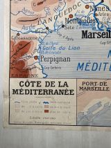 Carte scolaire vintage "Cotes Atlantique et méditterranée"