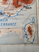 Carte scolaire vintage "Cotes Atlantique et méditterranée"