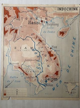 Carte scolaire vintage "Indochine et Madagascar"
