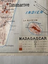 Carte scolaire vintage "Indochine et Madagascar"