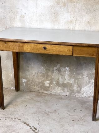 Bureau vintage 1950's bois massif et formica