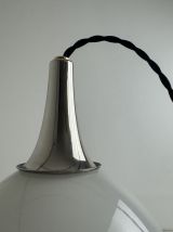 ANCIENNE GRANDE SUSPENSION OVOÏDE 1970 EN OPALINE VINTAGE