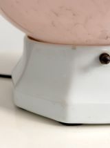 Lampe Art Déco Globe en verre moucheté rose et socle en céra