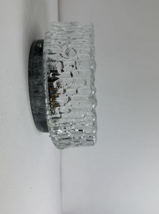 ANCIENNE APPLIQUE OU PLAFONNIER EN VERRE TEXTURÉ VINTAGE