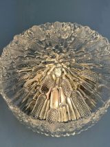 ANCIENNE APPLIQUE OU PLAFONNIER EN VERRE TEXTURÉ VINTAGE