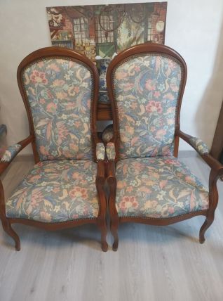 Fauteuils voltaire vintage en bois massif