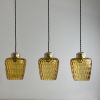 LOT 3 ANCIENNES SUSPENSIONS EN VERRE TEXTURÉ AMBRÉ VINTAGE
