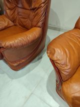 Fauteuil cuir cognac lot de 2 vintage