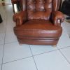 Fauteuil cuir lot de 2 marron foncé vintage