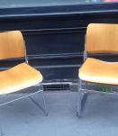Lot de 6 chaises scandinaves bois et chrome-1970