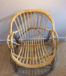 Fauteuil corbeille en rotin 60's