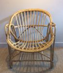 Fauteuil corbeille en rotin 60's