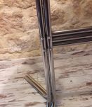 table en verre fumé forme oblongue pied chromé années 70