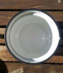 Pot à bouillir le lait en tôle émaillée jaune - vintage