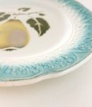 Assiette à dessert vintage pochoir poire faïence