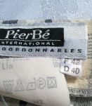 Jupe vintage PierBé beige motifs sable et bleu 10% lin T38