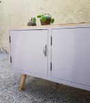 Commode enfilade meuble télé rose poudré bois vintage