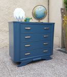 Commode vintage art déco bleu métal doré 