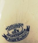 Soupière GIEN - Bouquet de roses - blanc bleu