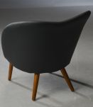 Fauteuil en cuir noir et laine