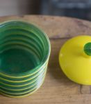 Pot couvert design vintage vert et jaune années 50