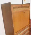 Secrétaire vintage rotin pieds compas à rénover