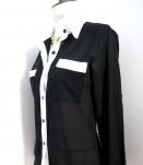 Chemise top bicolore noir blanc black white working girl 