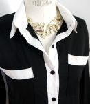 Chemise top bicolore noir blanc black white working girl 