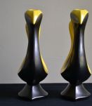 Paire de bougeoirs céramique vernis 1960