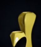 Paire de bougeoirs céramique vernis 1960