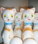 jeu de quilles vintage plastique chat