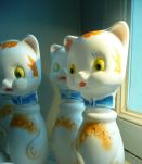 jeu de quilles vintage plastique chat