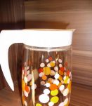 Pot, broc à eau pastilles orangées vintage 70