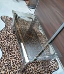 petite table basse en verre fume  1970