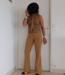 Pantalon fendu chic beige