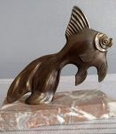serre-livres poissons bronze et marbre art déco