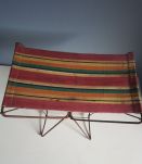 tabouret pliant vintage toile imprimée et structure en métal