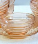 6 tasses à café avec soucoupes Art déco anciennes en verre 