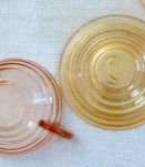 6 tasses à café avec soucoupes Art déco anciennes en verre 