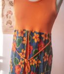 Magnifique Robe orange style seventies Made in france