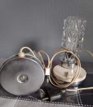 lampes de chevet vintage en verre et métal des années 70