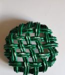 coupe à fruits vintage en céramique tressée verte années 50