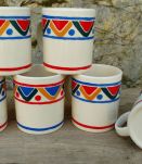 lot 6 mugs Mobil en céramique année 80