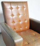 SOLDES -50% - Fauteuil vintage skaï marron années 50