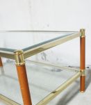 Table basse vintage LANCEL verre &amp; cuir metal doré 