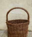 grand  panier en osier avec anse , vintage