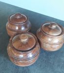 3 Boites rondes en bois 